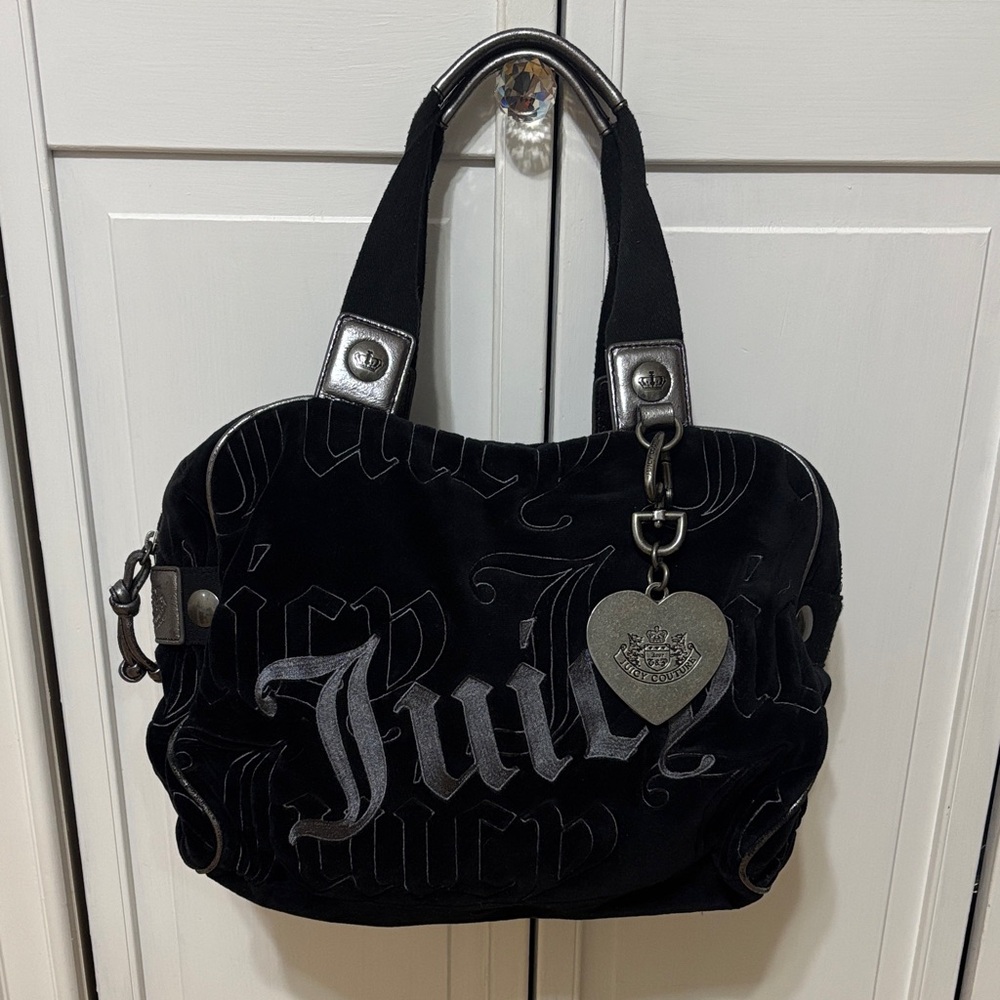 Juicy Couture Black Tote with Silver Heart Charm